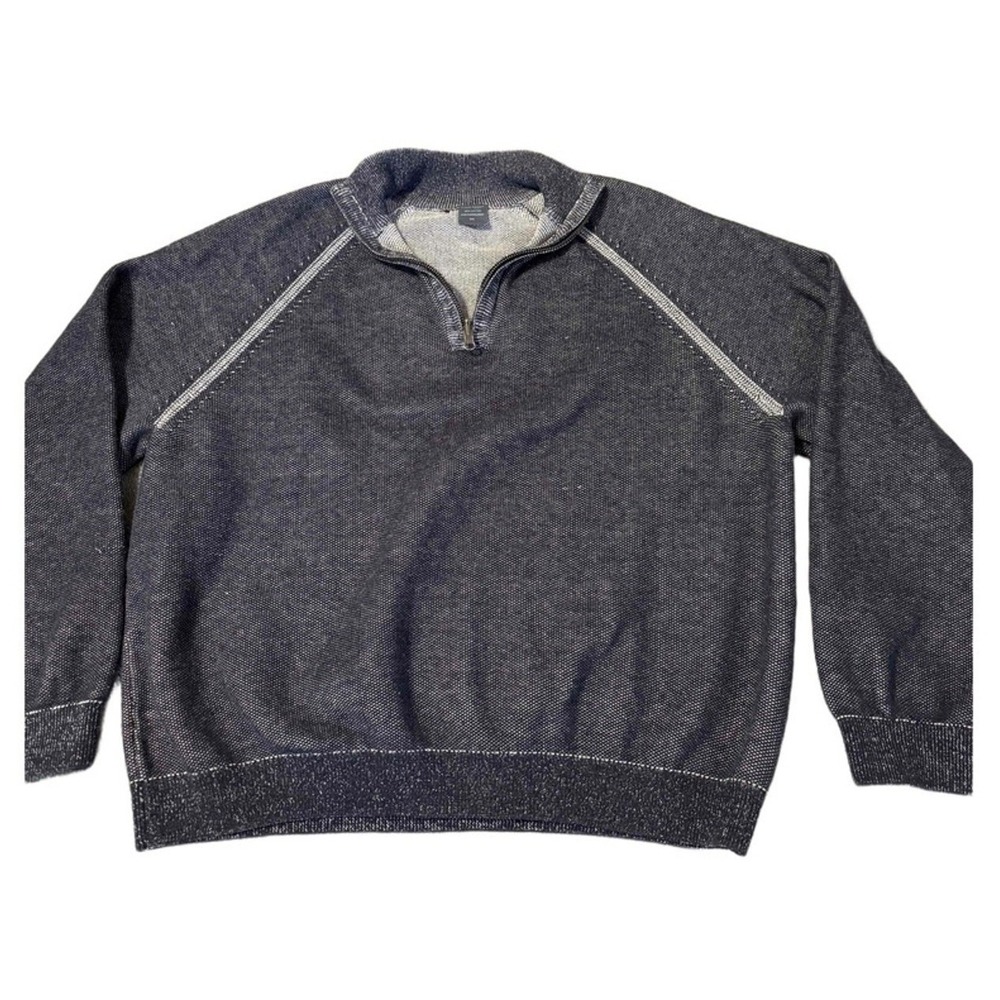 Tailor Vintage 1/4 Zip Sweater‎ Mens XXL Blue Waffle Knit Long Sleeve Sweatshirt